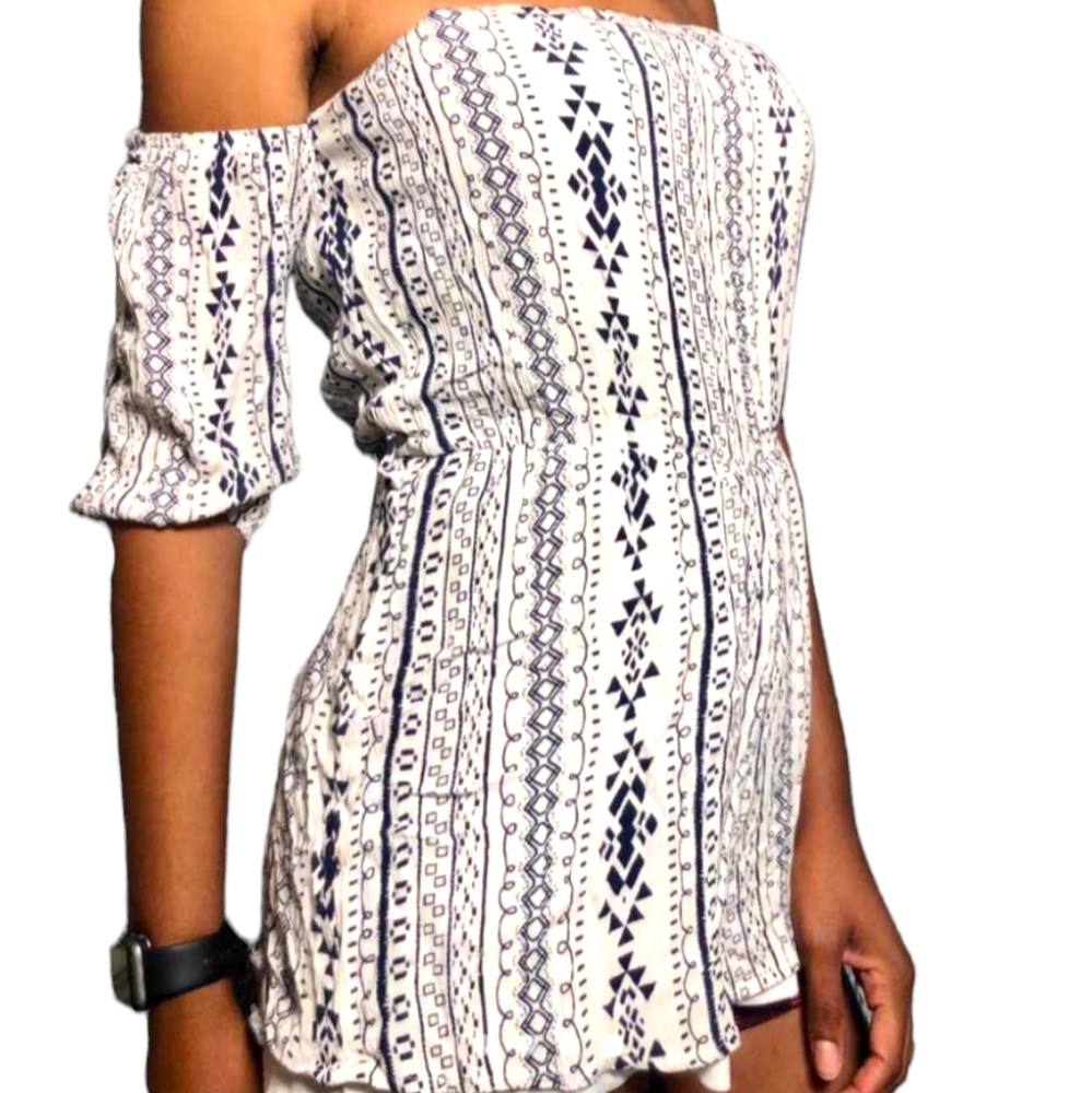 📌3for$10 Papaya Women's White Navy Romper Dress Size S